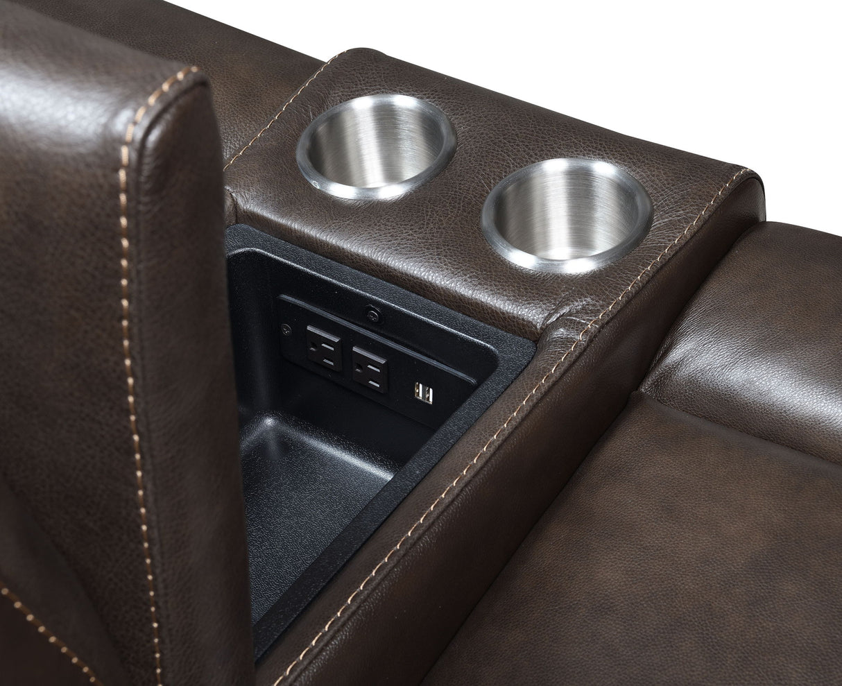 Fortuna - Recliner Console Loveseat - Dark Brown