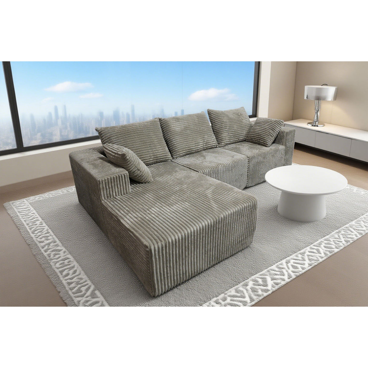 Corner Combination Sofa Sectional Couch With Soft Plush Fabric