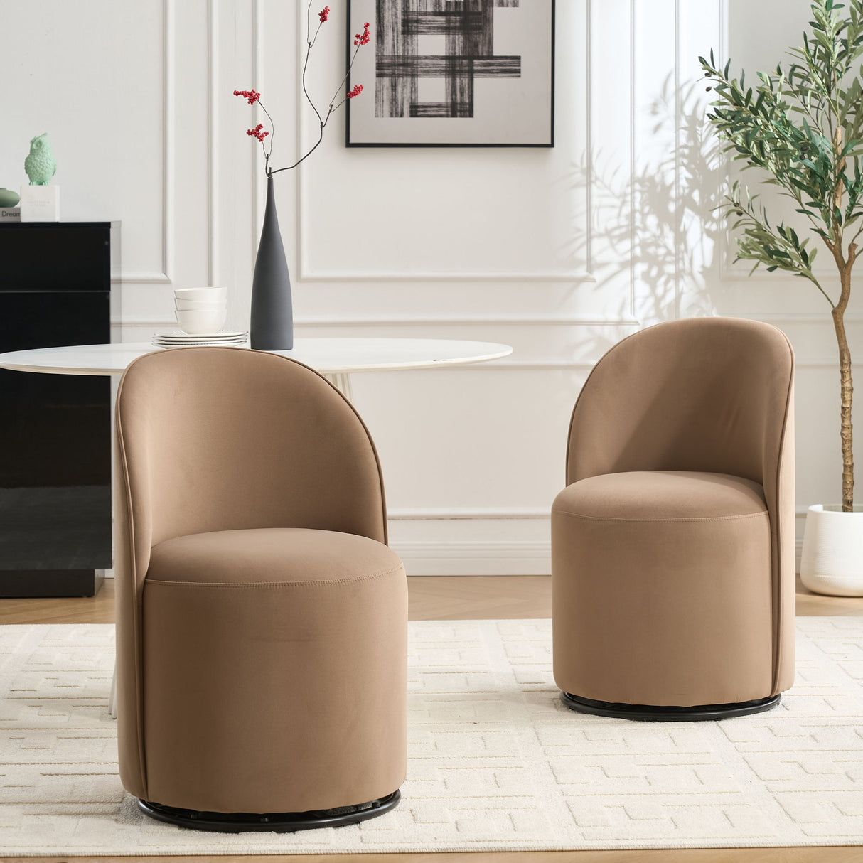 360 Degree Swivel Armless Dining Barrel Chair