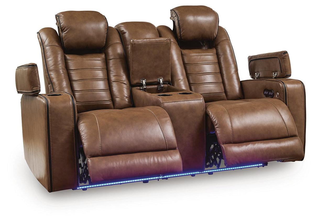 Gruaro - Power Reclining Loveseat With Console / Adjustable Headrest - Amber