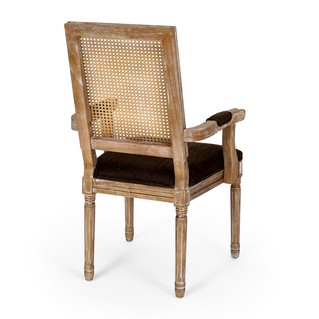 Elegant French Country Style Dining Chair With Cane Backrest