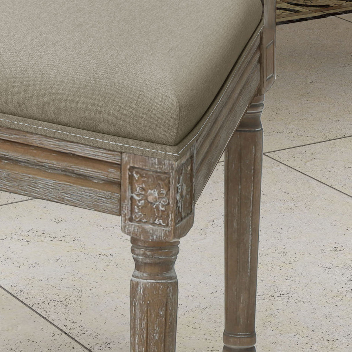 Traditional Style Dining Chair Set With Fabric Upholstery