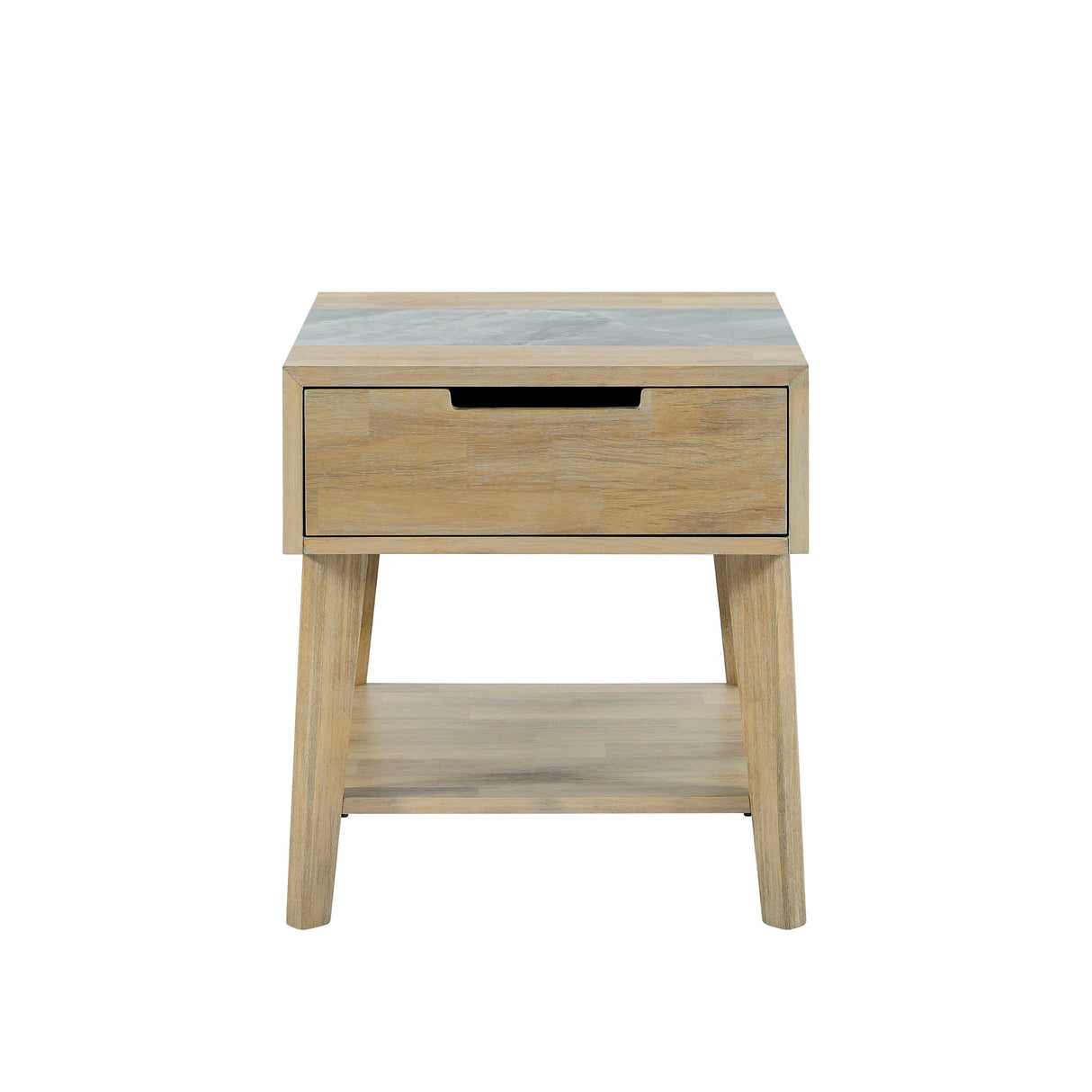 Calgary - Sintered Stone Inlay Side Table - Brown