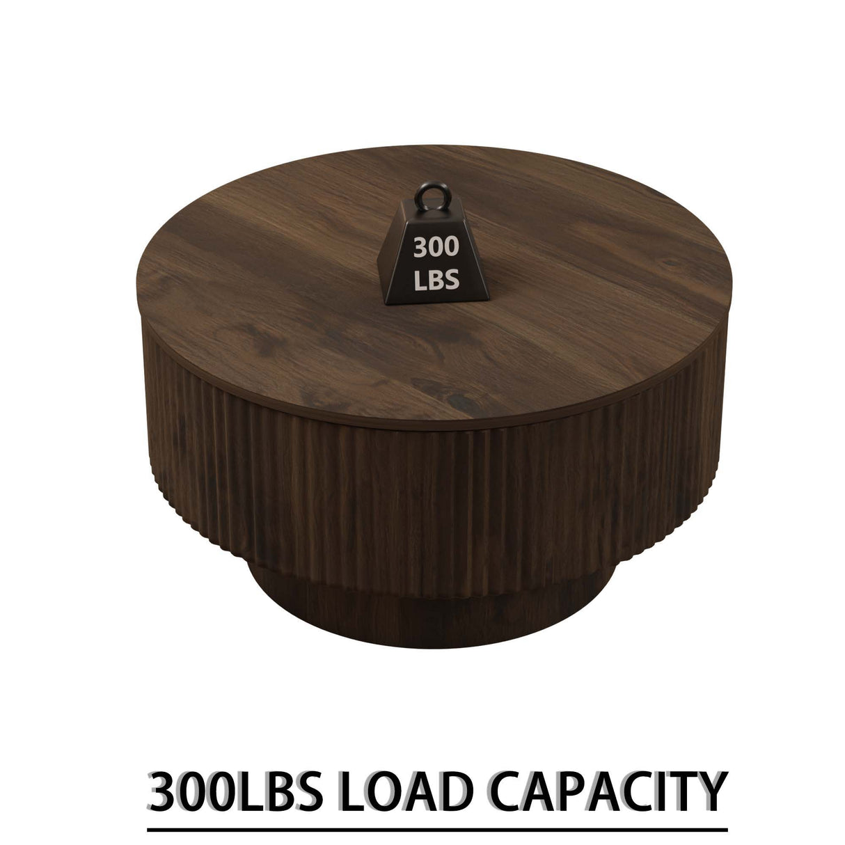 Modern Circular Coffee Table With Stripe Design And Storage Space