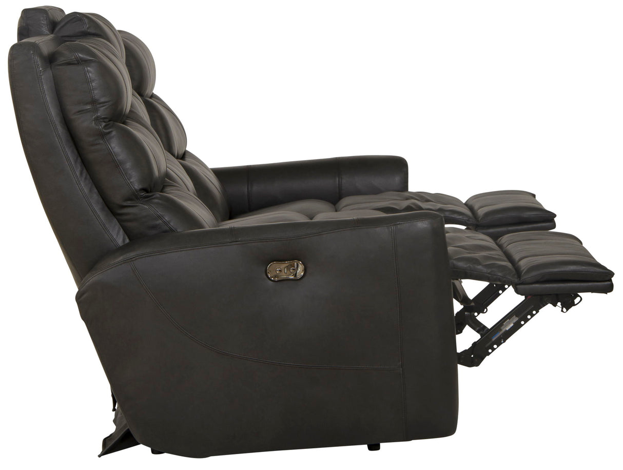 Bosa - Leather Power Reclining Sofa - Charcoal