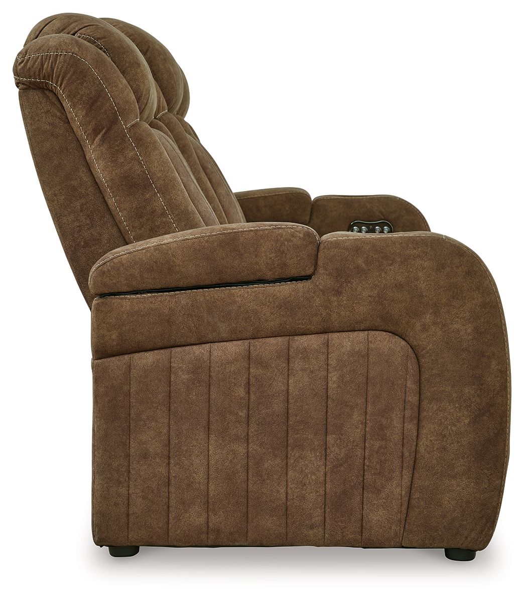 Wolfridge - 2 Pc. - Power Reclining Sofa, Power Reclining Loveseat With Console - Brindle