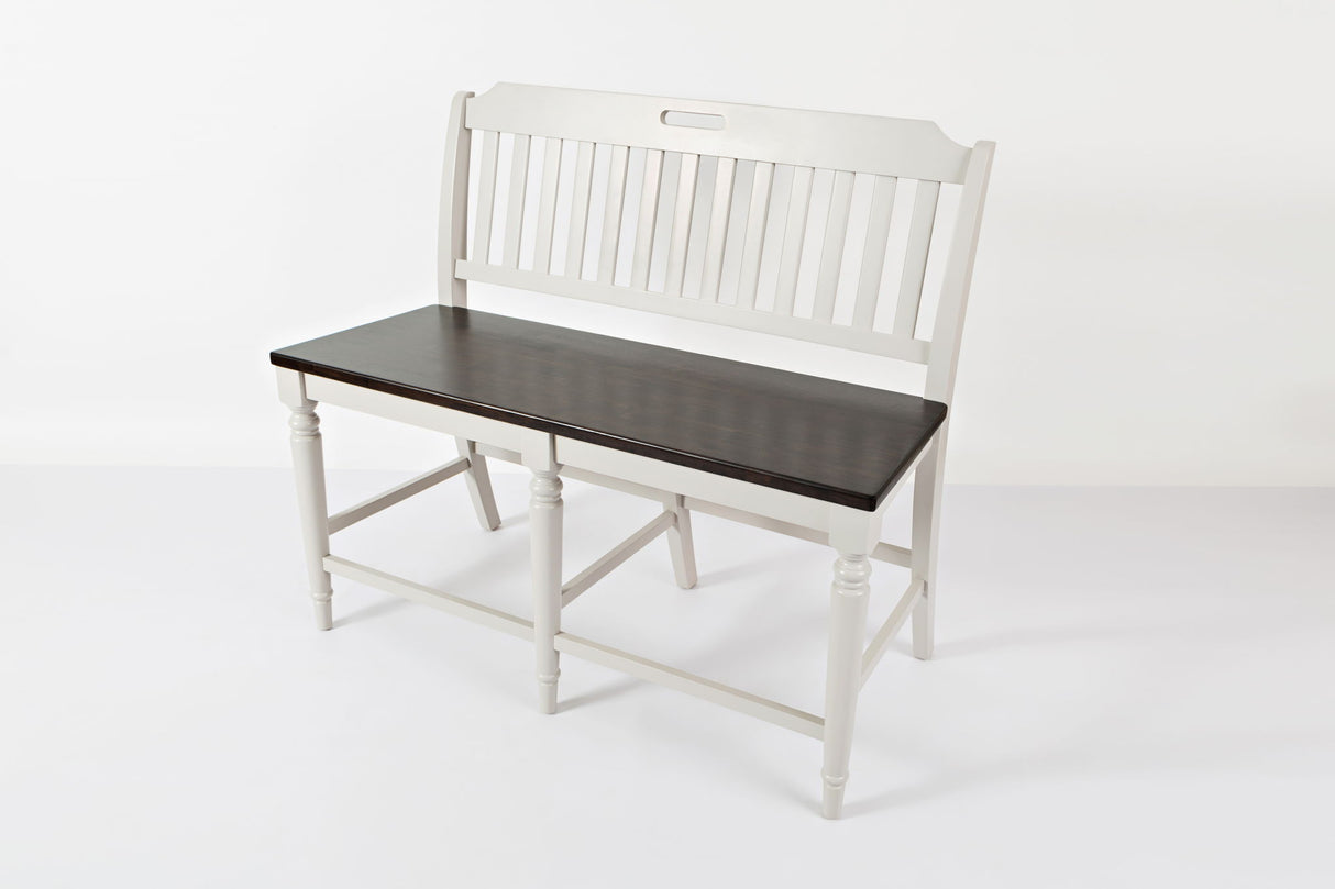 Orchard Park - Slatback Counter Bench - Soft Gray / Dark Brown