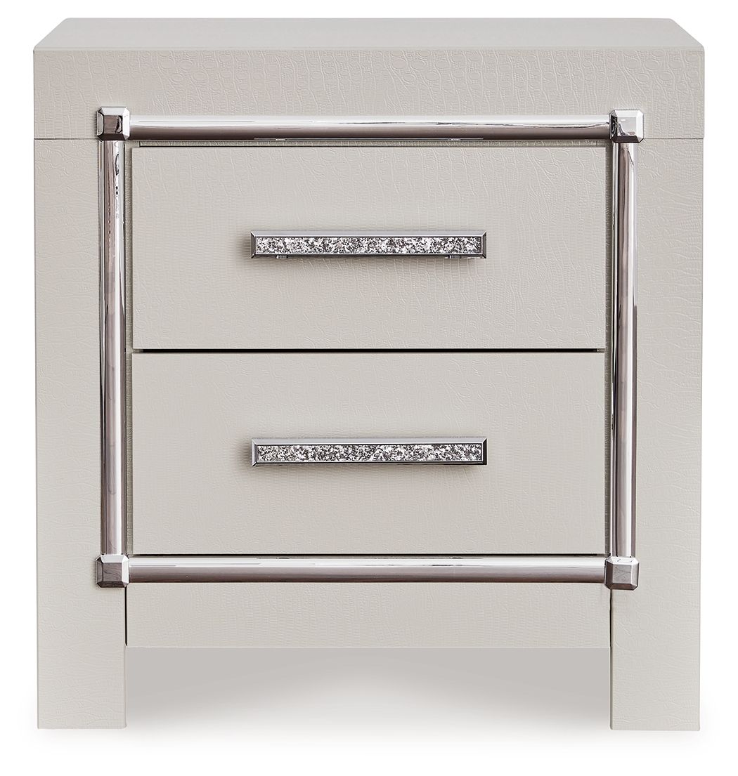 Zyniden - Two Drawer Night Stand - Silver