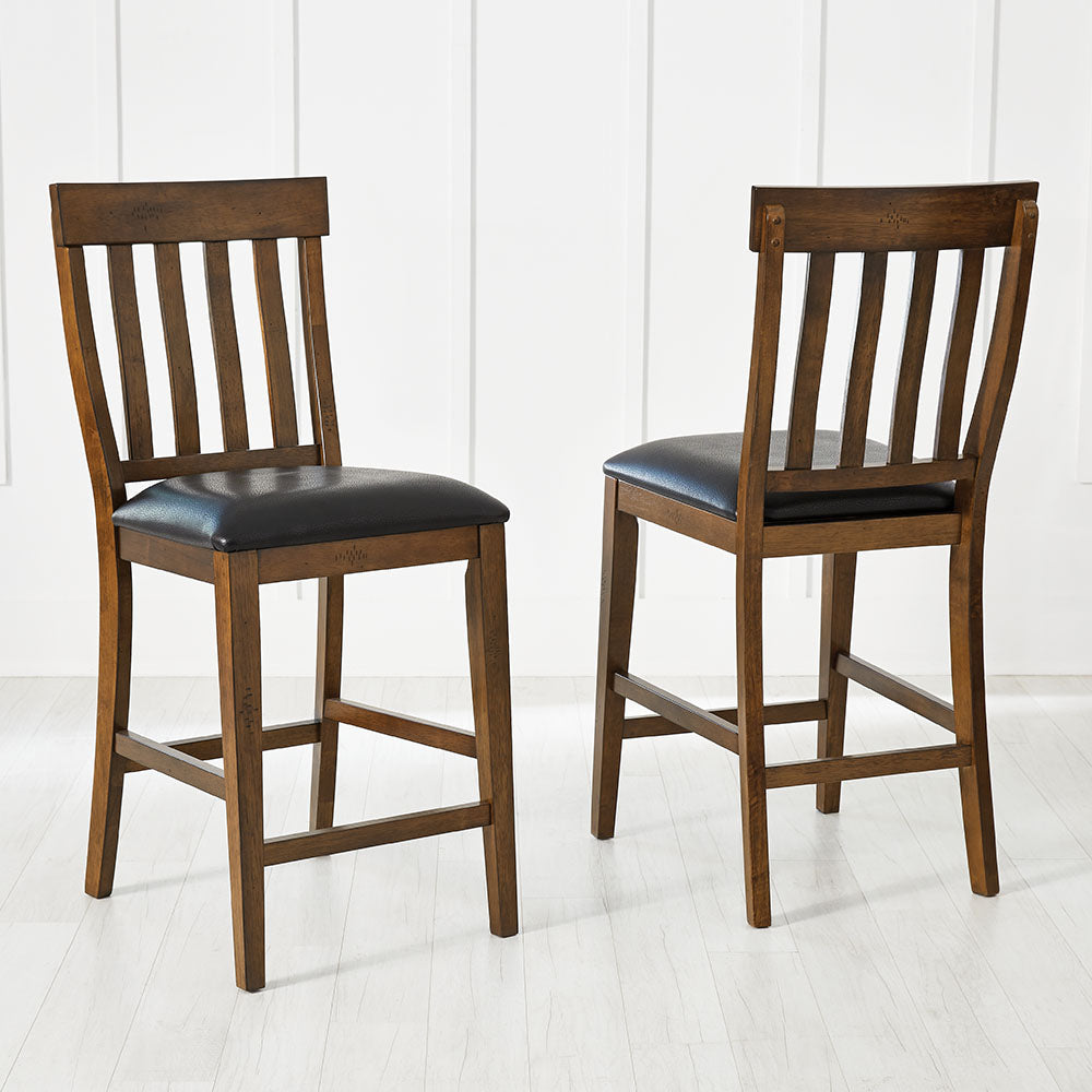 Mariposa Dining Slatback Stool With Upholstered Seat