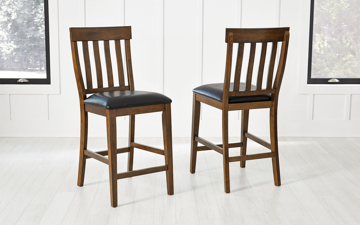 Mariposa Dining Slatback Stool With Upholstered Seat