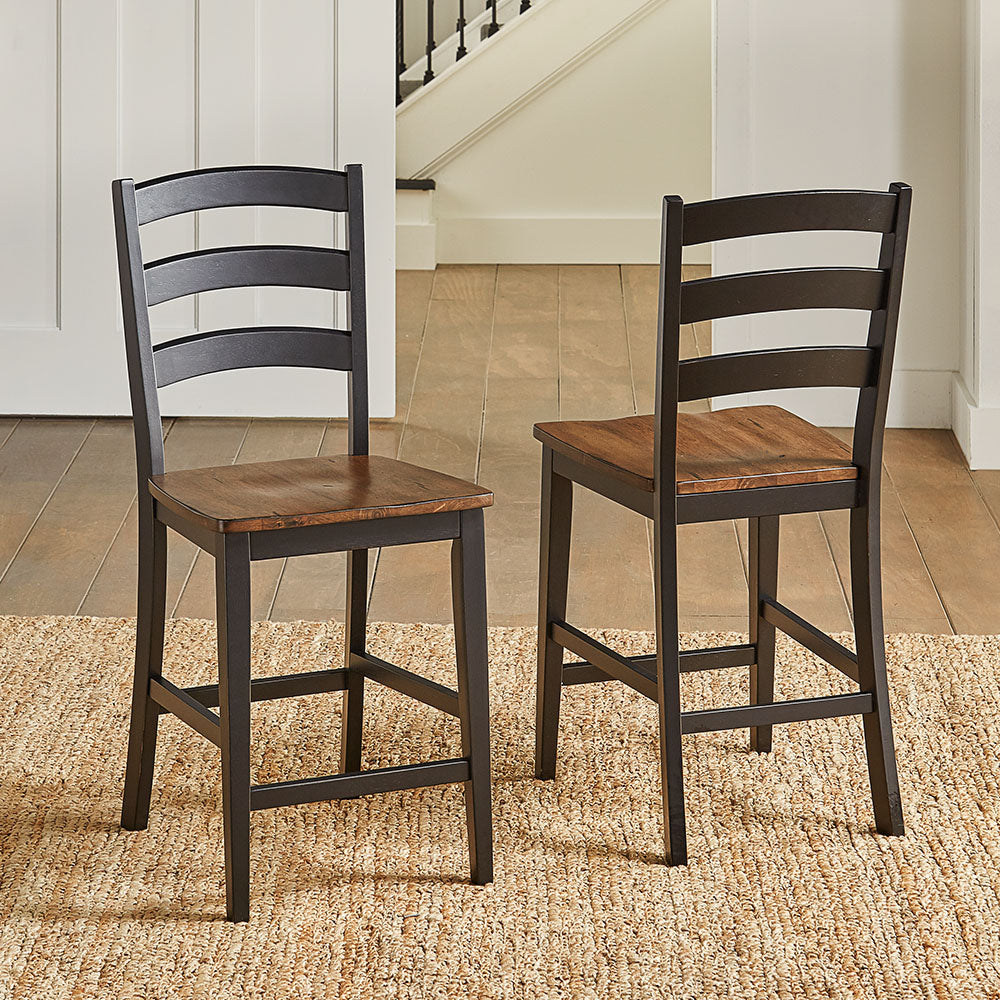 Stormy Ridge Ladderback Counter Stool With Wood Seat