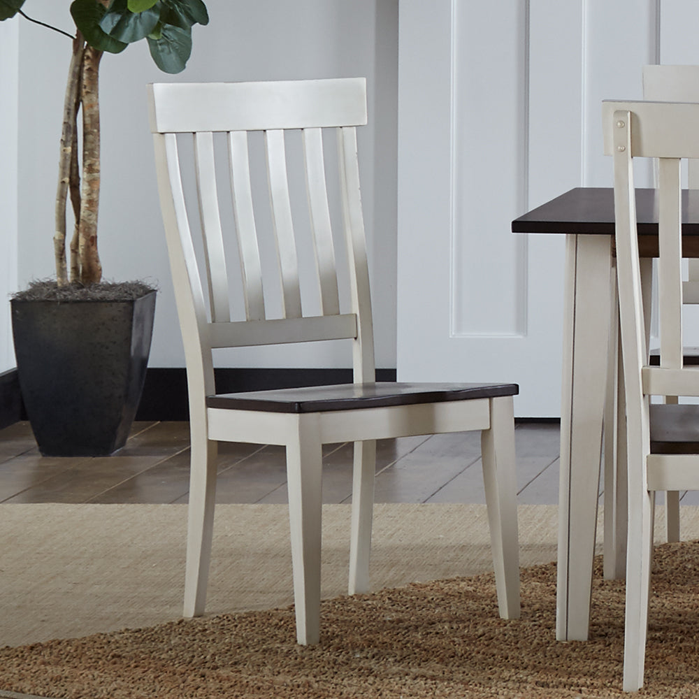 Toluca Dining Slatback Side Chair With Wood Seat