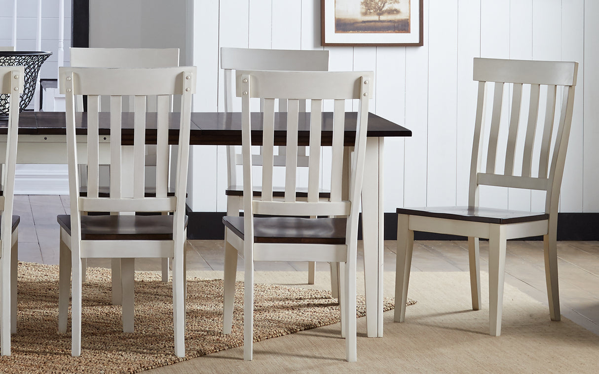 Toluca Dining Slatback Side Chair With Wood Seat