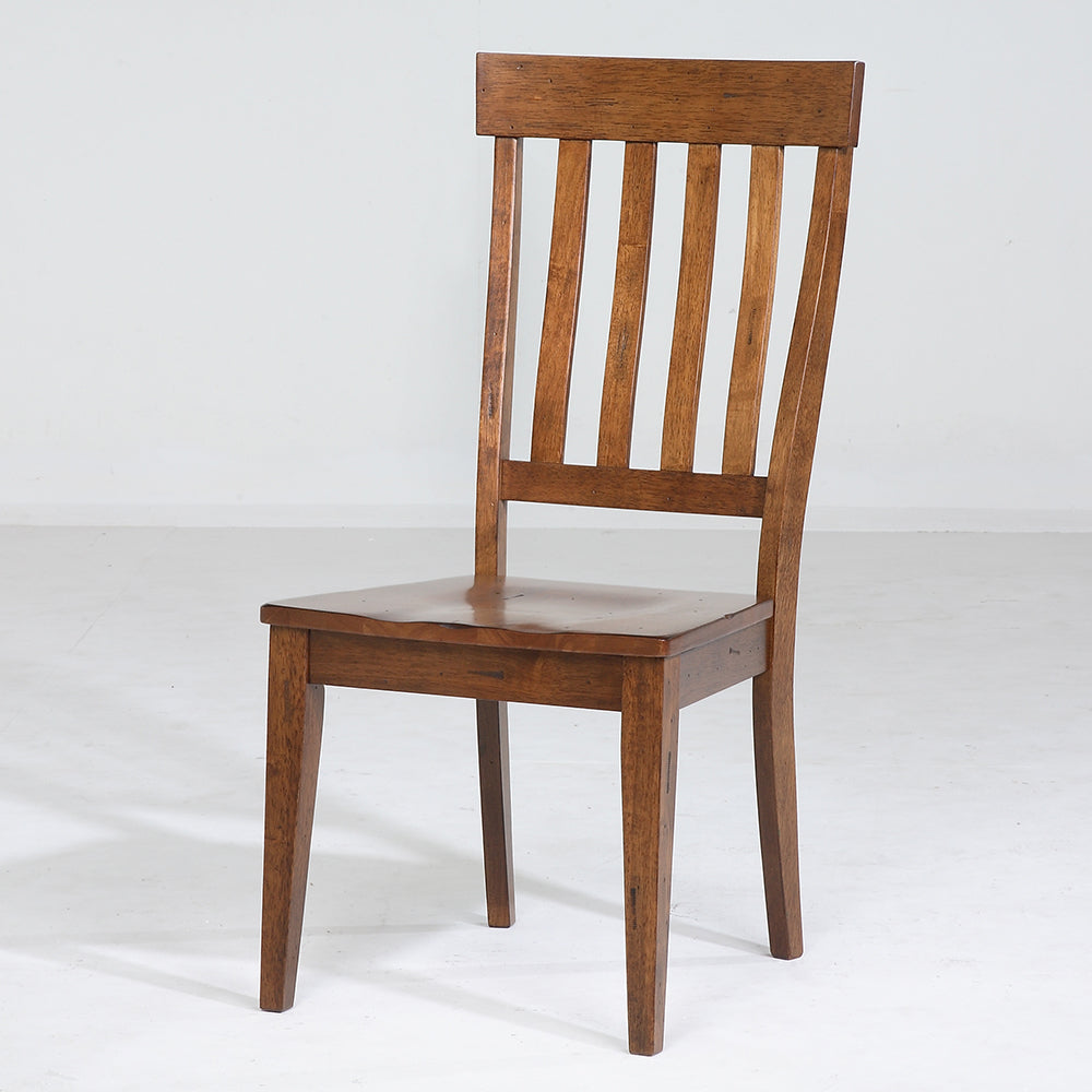 Toluca Dining Slatback Side Chair With Wood Seat