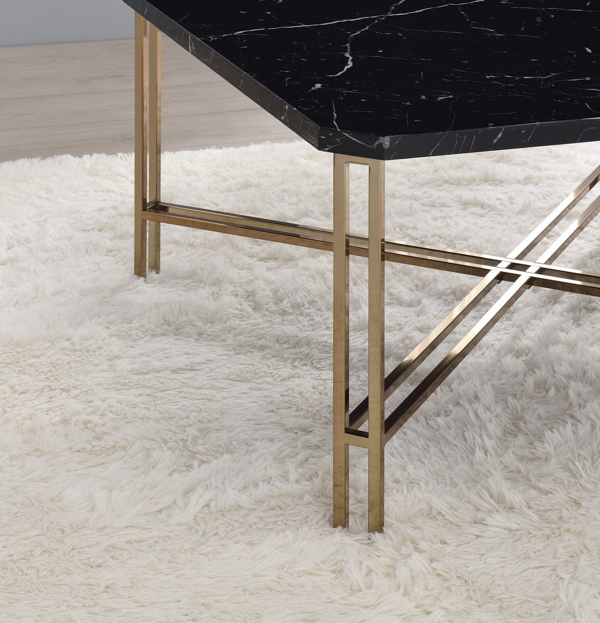 Daxton - Faux Marble Top Square Cocktail Table - Black