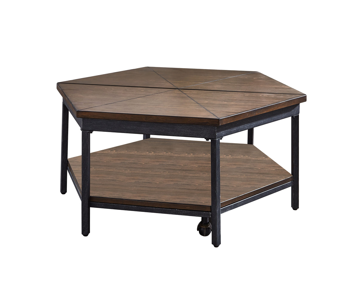 Ultimo - 3 Piece Table Set (Hexagon Lifttop & End Tables) - Brown