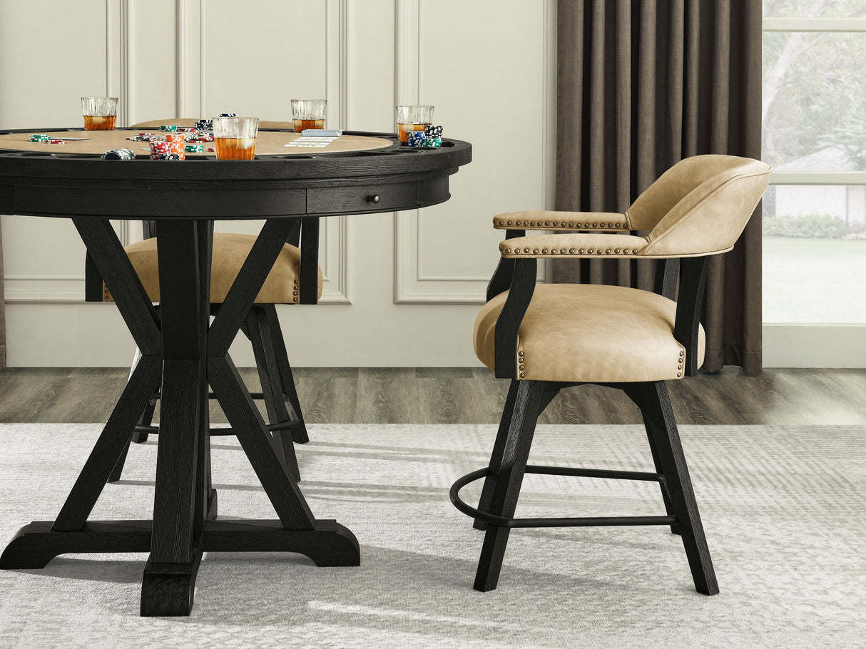 Rylie - 6 Piece Counter Dining Set (Counter Table With Game Top & 4 Counter Chairs) - Black / Sand