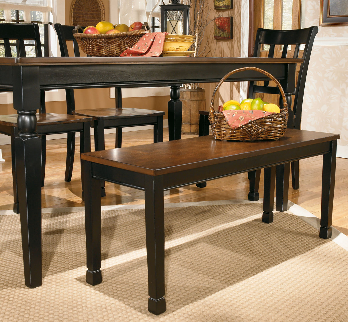 Owingsville - Large Dining Room Bench - Black / Brown
