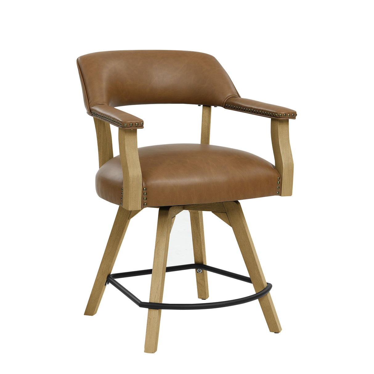 Rylie - Swivel Vegan Leather Counter Chair - Camel