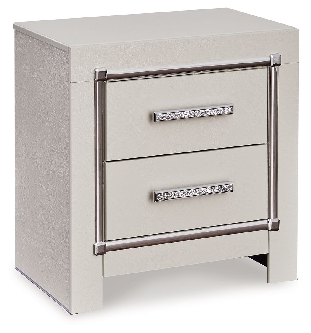 Zyniden - Two Drawer Night Stand - Silver