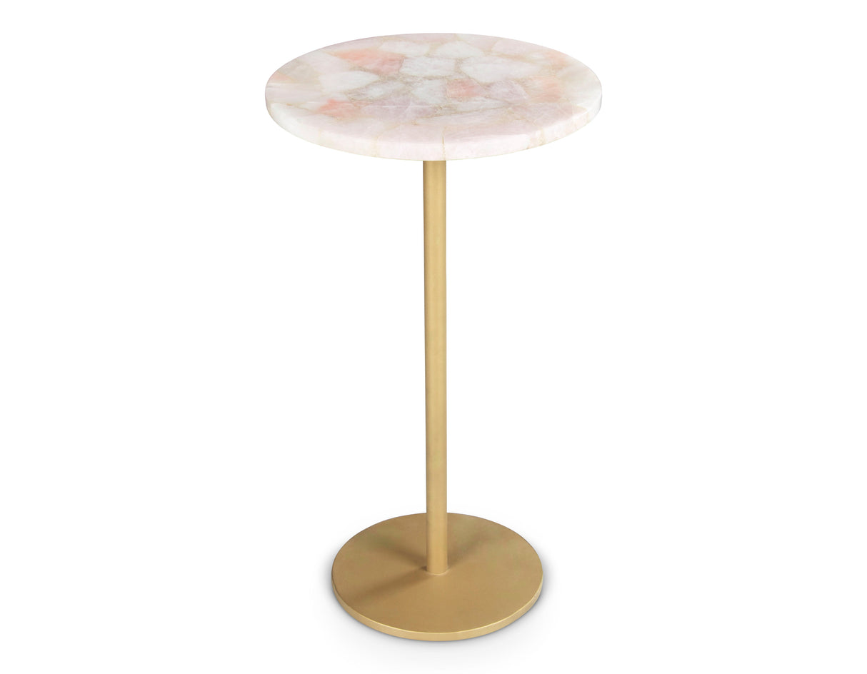 Rosie - Rose Quartz Top Chairside Table - Beige