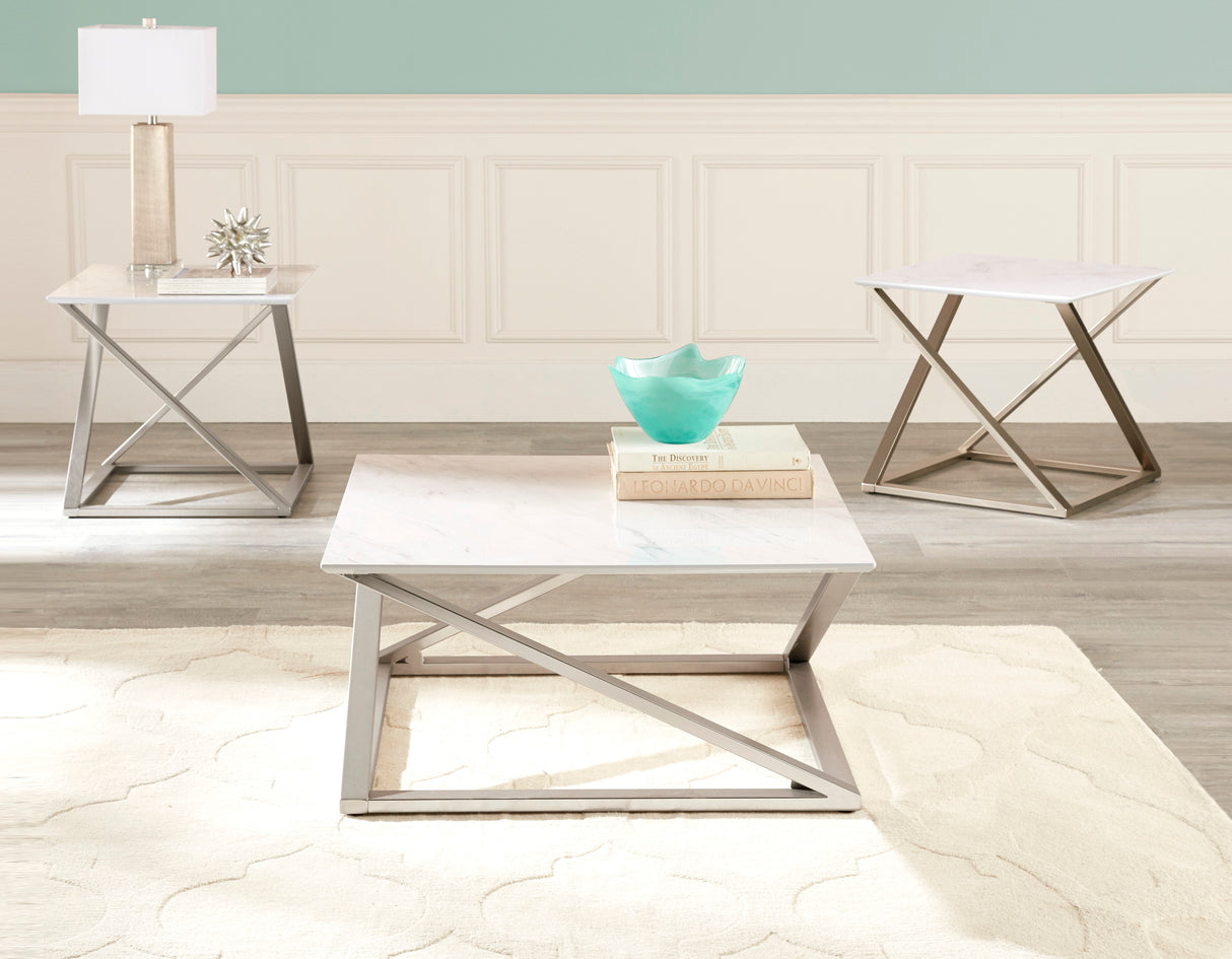 Zurich - Faux White Marble Top Coffee Table - White