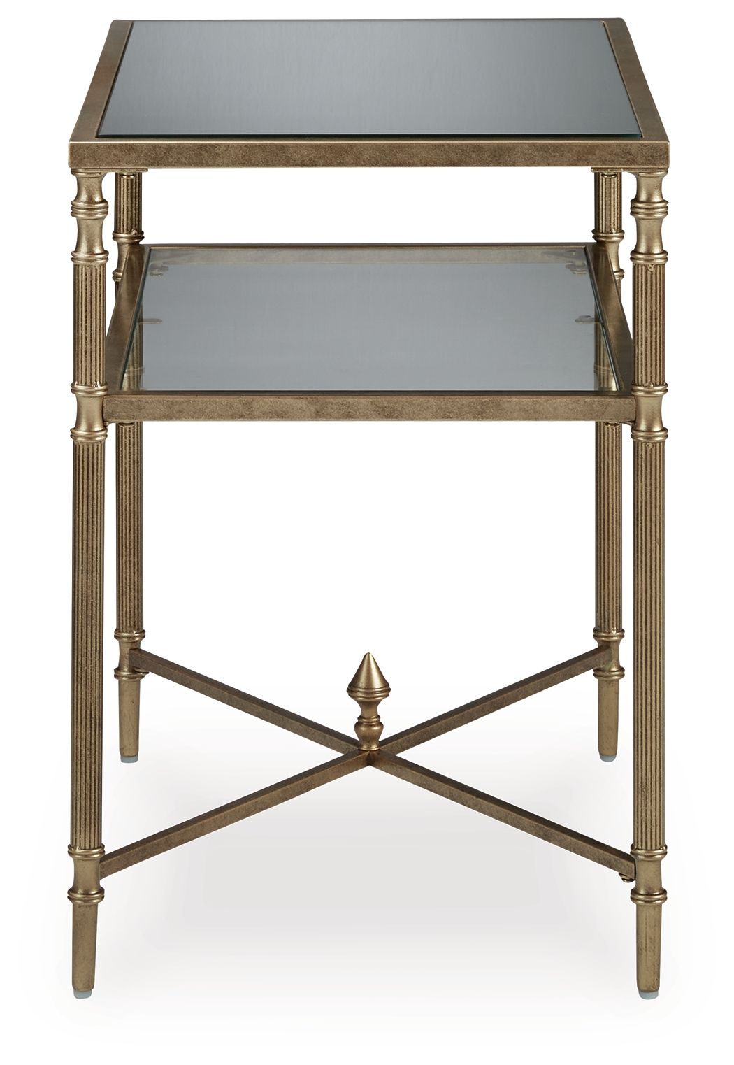 Cloverty - Rectangular End Table - Aged Gold Finish