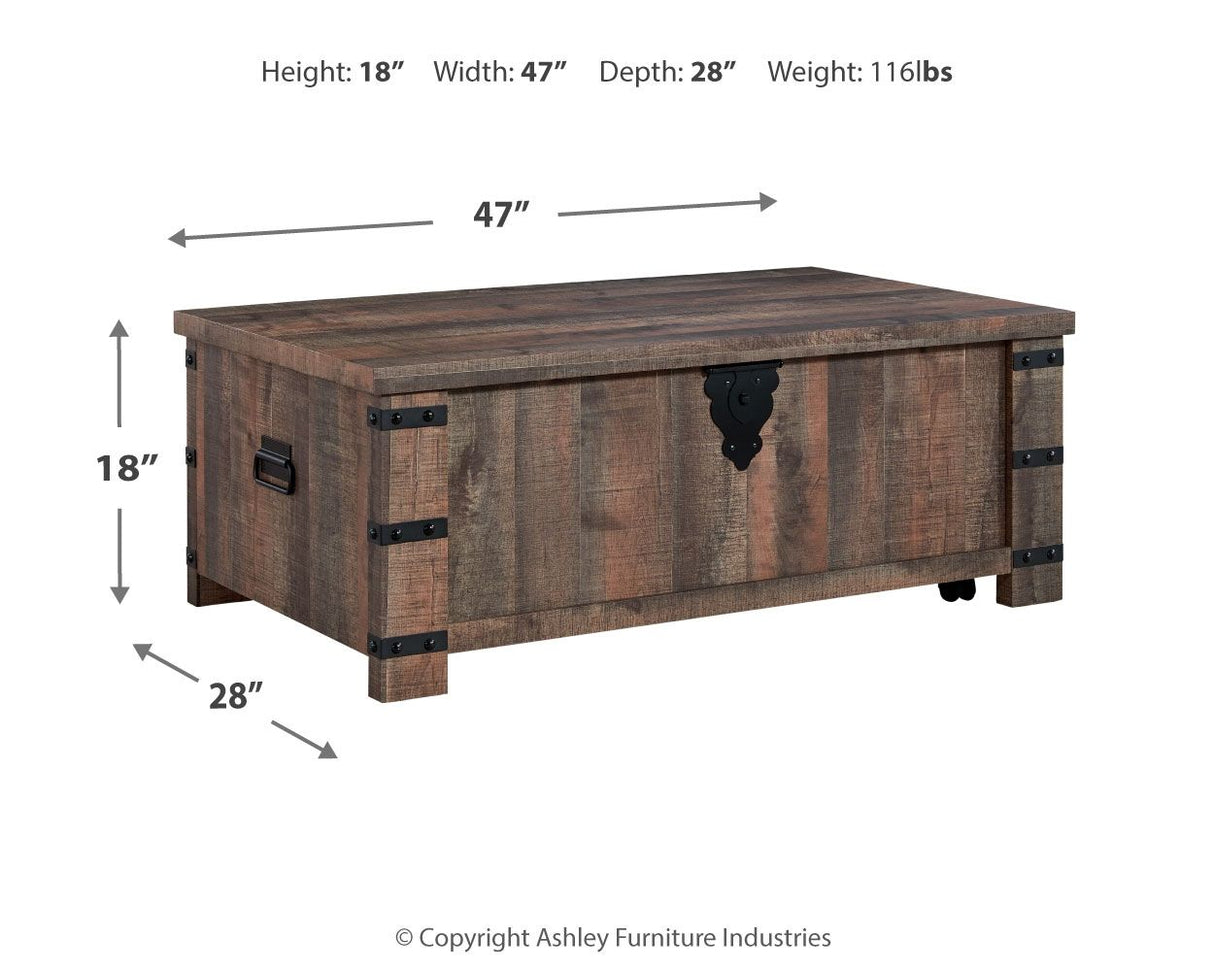 Hollum - Lift Top Cocktail Table - Rustic Brown