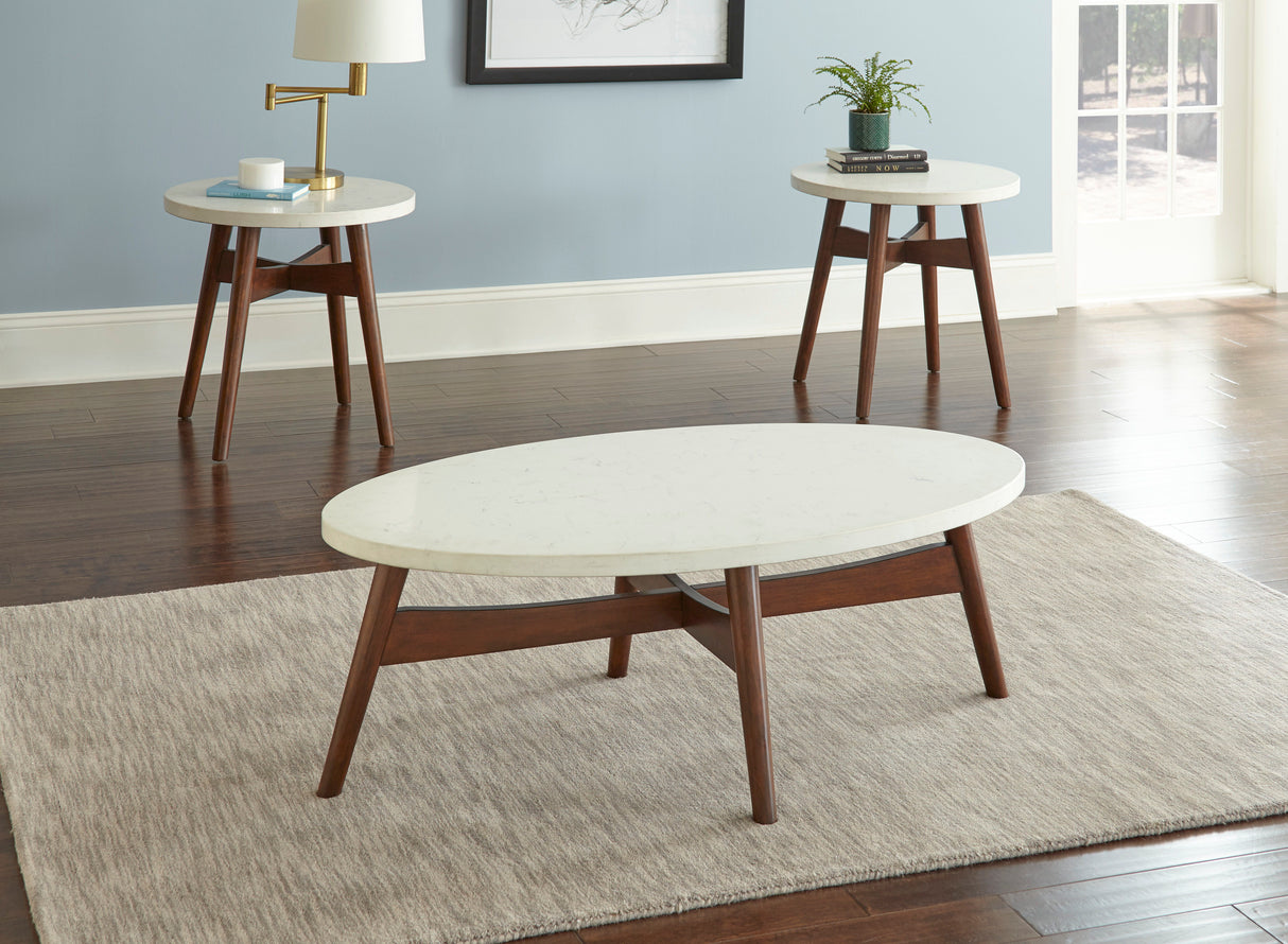 Serena - Silverstone Round End Table - White
