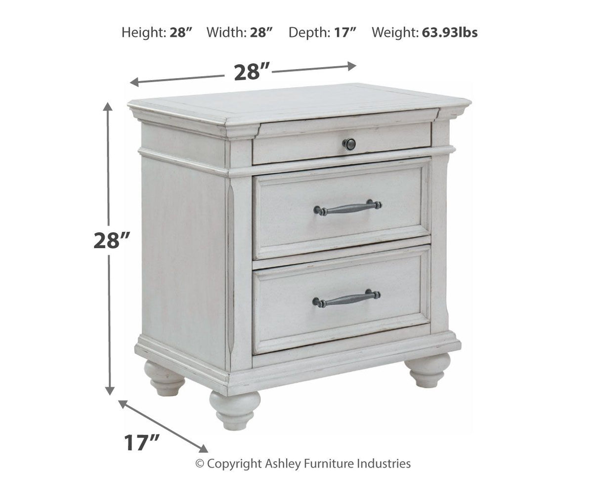 Kanwyn - Three Drawer Night Stand - Whitewash