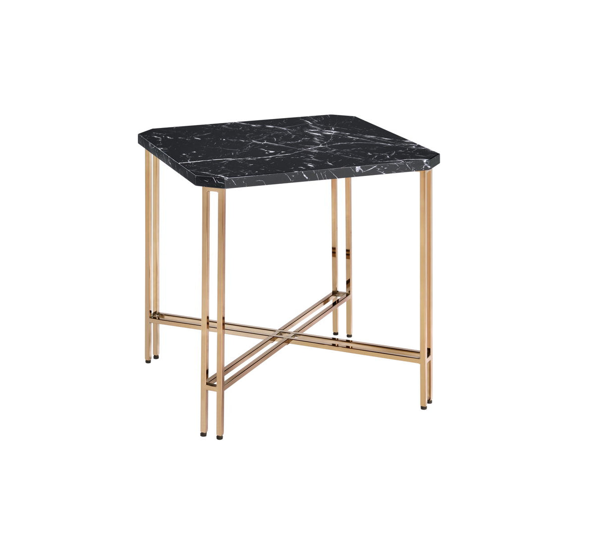 Daxton - Square End Table With Faux Marble Top - Black