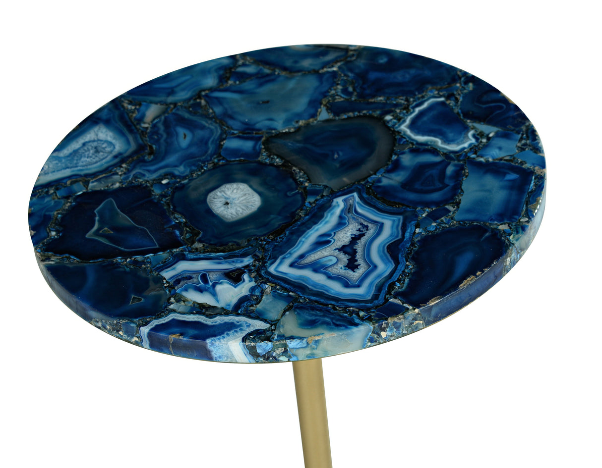 Oceana - Agate Top Round Chairside Table - Blue