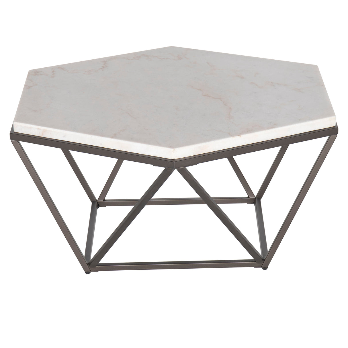 Corvus - 3 Piece Table Set - White Marble Hexagon