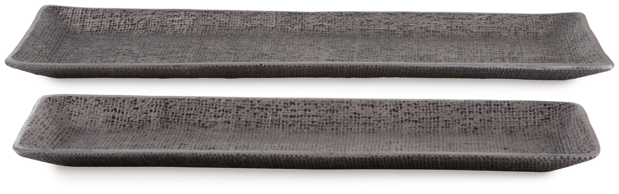 Garekton - Tray Set (Set of 2) - Pewter Finish