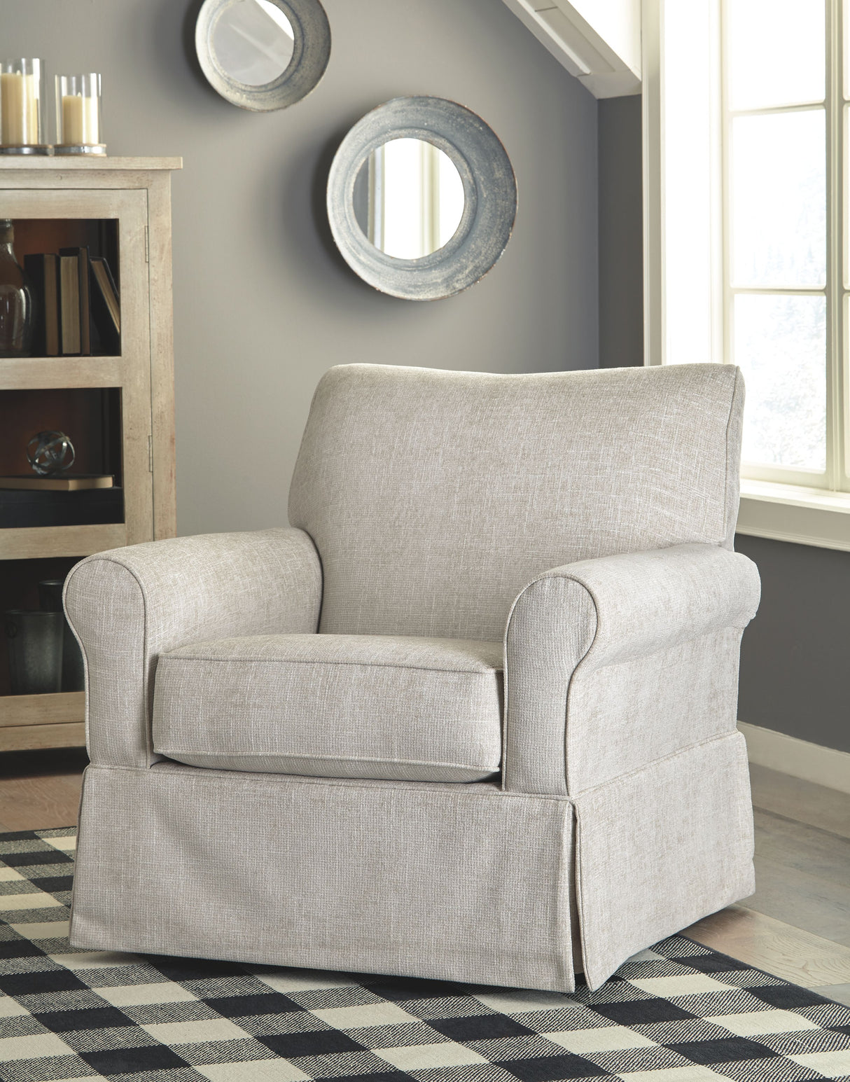 Searcy - Swivel Glider Accent Chair - Quartz