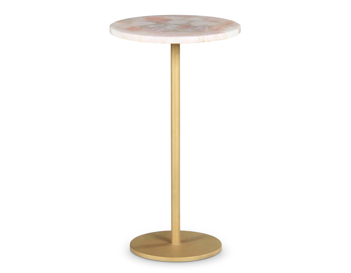 Rosie - Rose Quartz Top Chairside Table - Beige