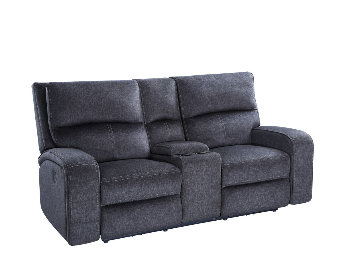 Lovell - Power Console Loveseat - Dark Gray