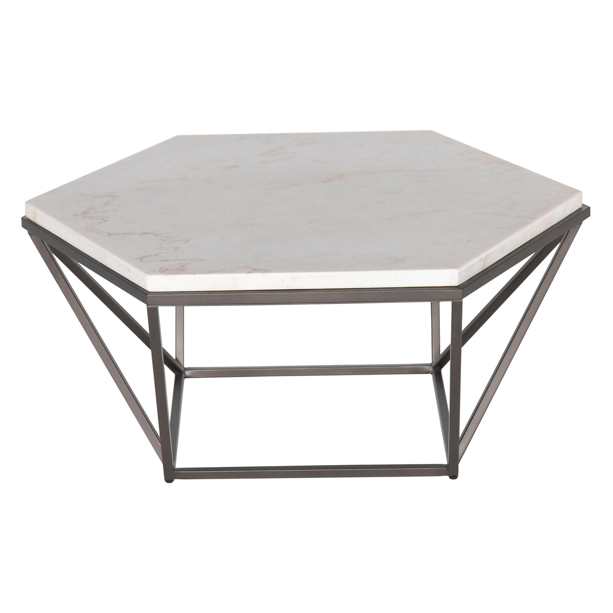 Corvus - 3 Piece Table Set - White Marble Hexagon