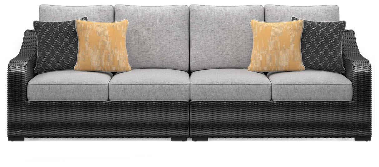 Beachcroft - 2-Piece Outdoor Loveseat with Cushion - Black / Light Gray