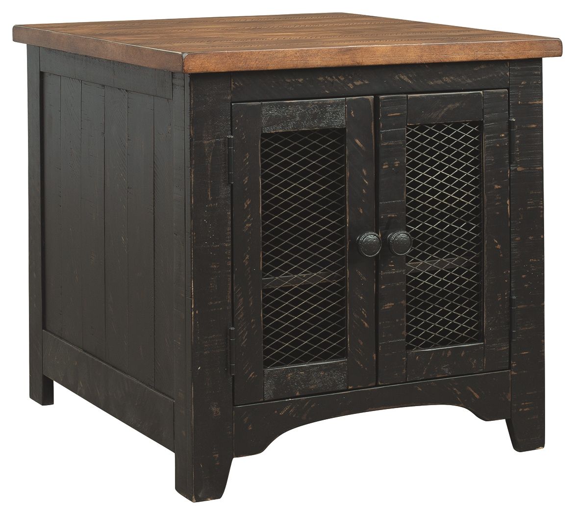 Valebeck - Rectangular End Table - Black / Brown