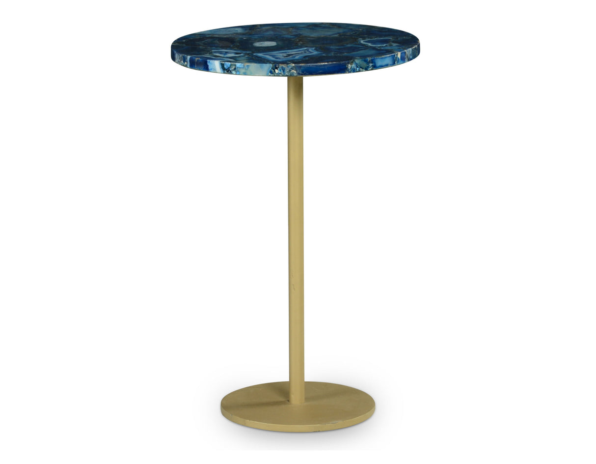 Oceana - Agate Top Round Chairside Table - Blue