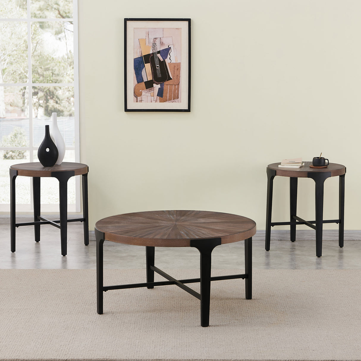 Chevron - Round End Table - Brown