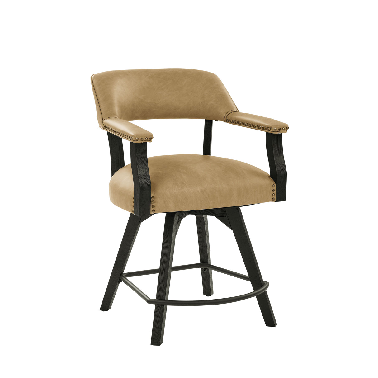 Rylie - Counter Captains Chair Vegan Leather - Black / Sand