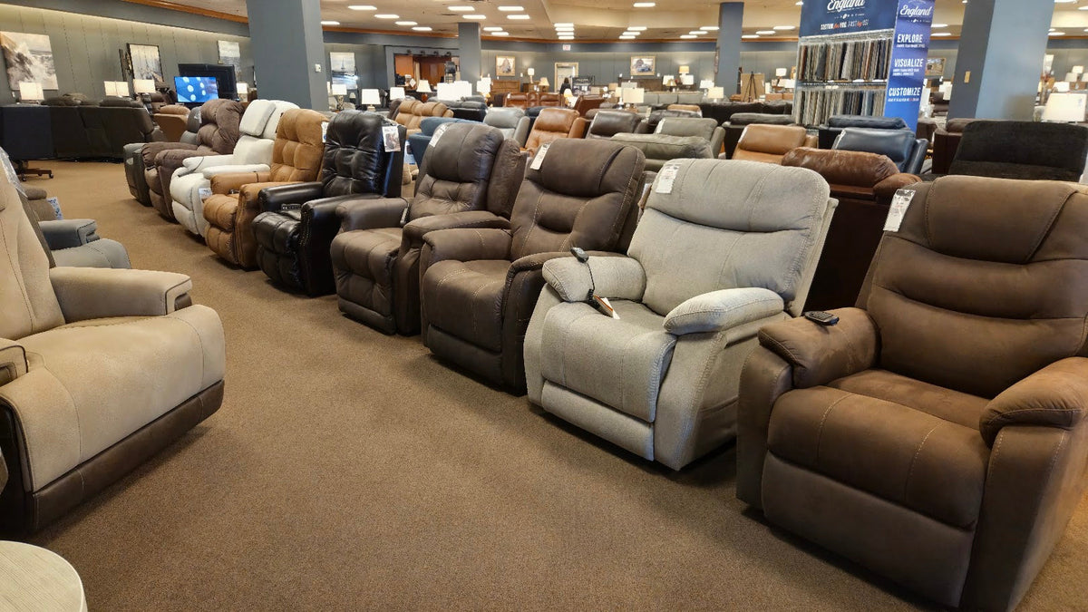Recliner displays inside Neill’s Home Store in Branson, Missouri