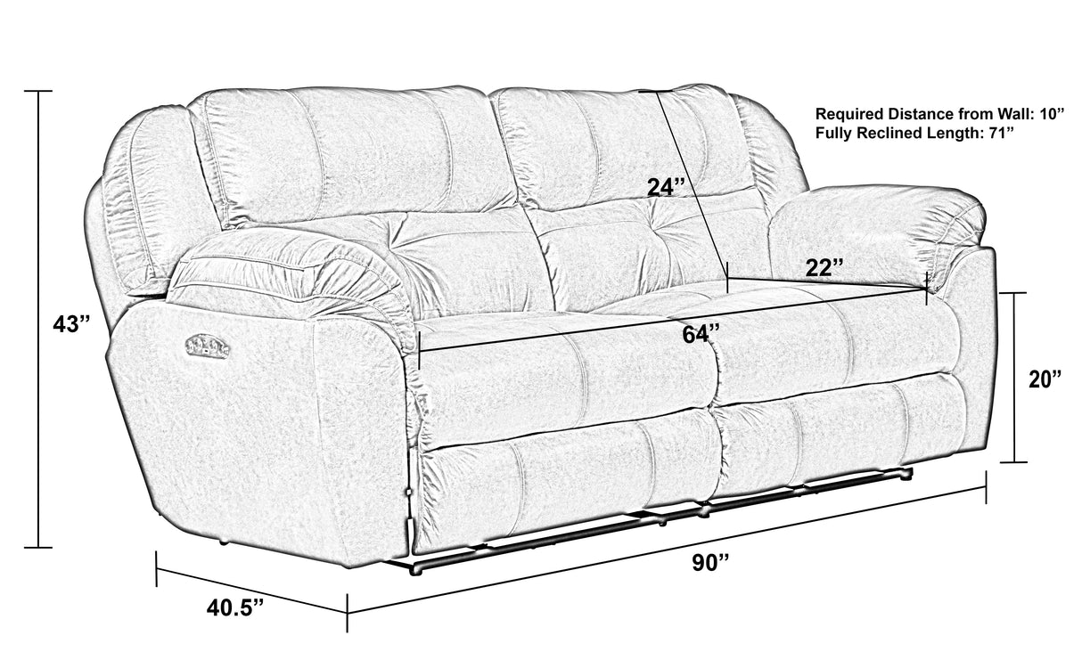 Ferrington - Power Lay Flat Reclining Sofa with Power Adjustable Headrest & Lumbar