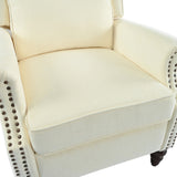 Push Back Recliner Chair Upholstered Recliner Armchair With Classic Wing Back And Solid Gourd-Shaped Legs