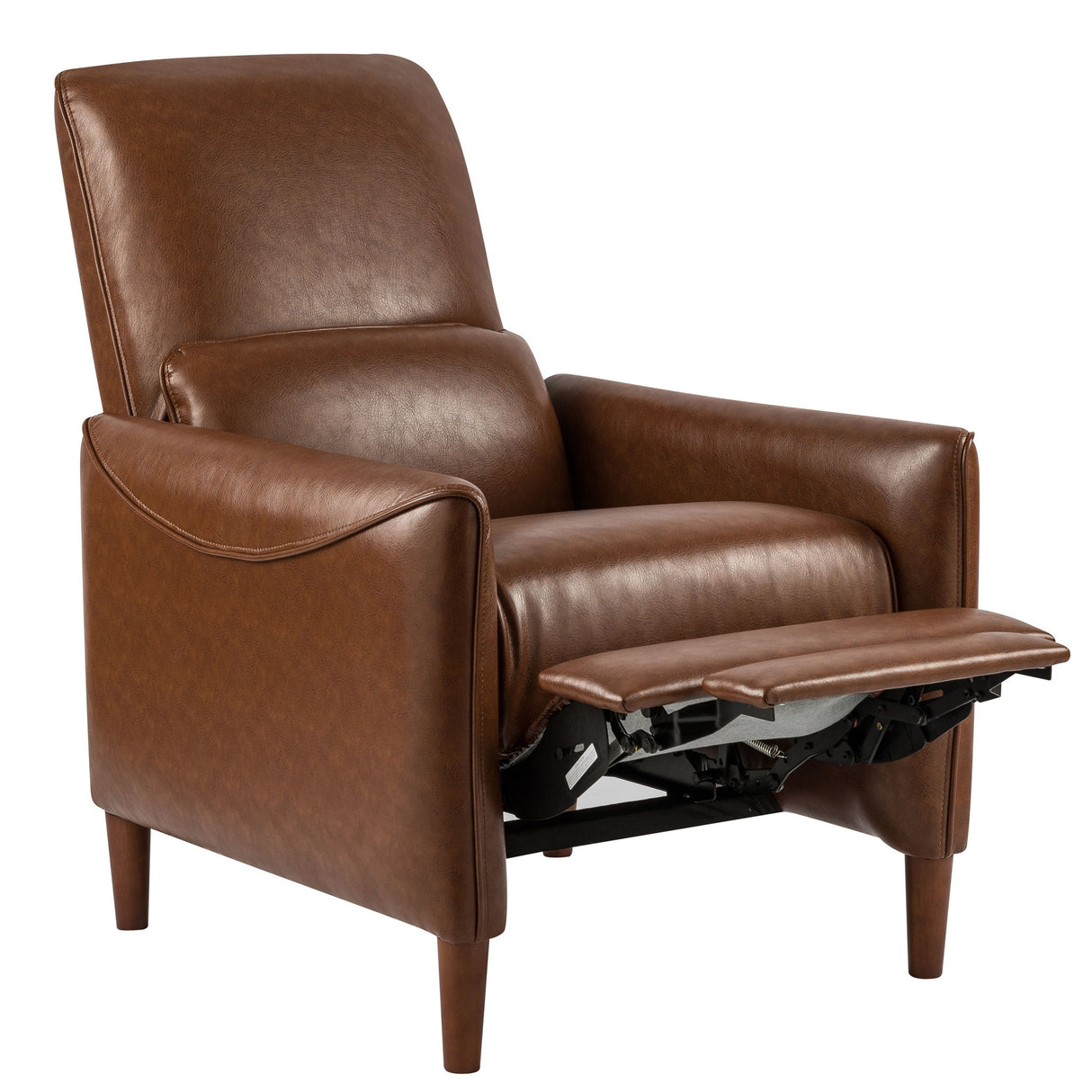Upholstered Push Recliner Chair With Rubber Wood Legs For Living Room