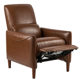 Upholstered Push Recliner Chair With Rubber Wood Legs For Living Room
