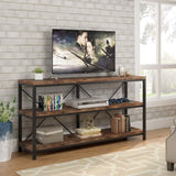 Console Table With 3 Tier Storage Shelves Finish, Slim Narrow Design For Living Entryway - Brown / Black