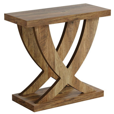 End Table With Cross Fishtail Support For Living Room - Brown